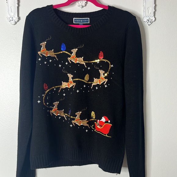 Karen Scott Christmas Sweater, Black, Size Large. - Picture 2 of 7